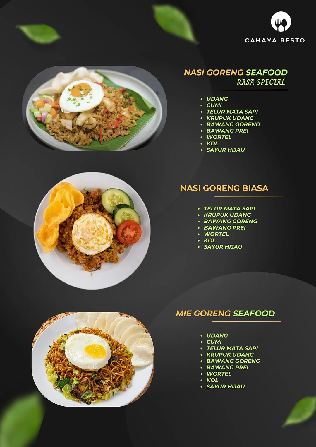 Signature Fried Rice & Noodles - Cahaya Resto Seafood Singaraja